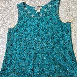 Loft turqoise/green lace tank top